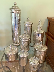 lot 127 image: Lot of Silver Accented Covered Jars