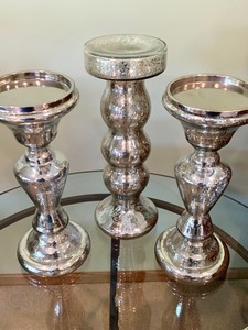 lot 128 image: Set of 11 Silver Accented Candle Holders