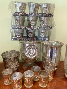 lot 129 image: Silver Decorative Glass Candle Holders