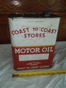 lot 11 image: Coast to Coast Motor Oil Can 2 gallons.