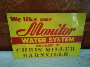 lot 20 image: Metal Sign Monitor Water System, Chris Miller Barnesville