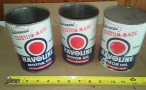 lot 34 image: Texaco Havoline Motor oil 3 Quart cans.