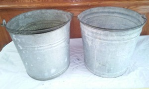lot 50 image: 2 galvanized pails both good.