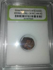 lot 152 image: Roman Bronze Coin Widows Mite 