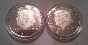 lot 212 image: Donald Trump 2017  2020 Silver colored coins, inauguration & reelection.