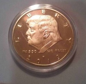 lot 222 image: Trump 2019 Great Again gold colored