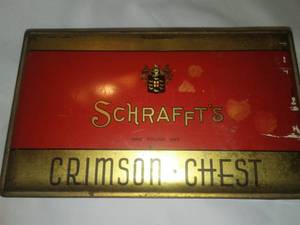 lot 229 image: Schraffts Crimson Chest metal box, great condition