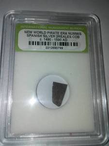 lot 25I image: Spanish Pirate Nummis silver 2 Reales COB 1490 -1590, authentic