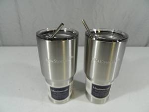 lot 82 image: 2 New Large 30 oz Tumblers with Metal Straws