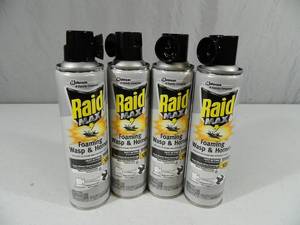 lot 87 image: 4 New Cans of Raid Max Foaming Wasp and Hornet