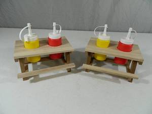 lot 91 image: 2 New Super Cute Mini Picnic Table Condiment Holders