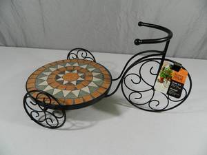 lot 16 image: New Mosaic Tile Trike Plant Stand