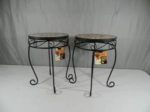 lot 17 image: 2 New Mosaic Tile Plant Stands