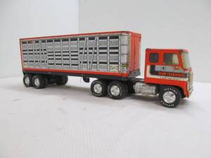 lot 14 image: vintage Nylint farm transport truck and trailer