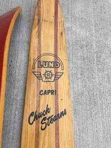 lot 4 image: Vintage Lund Chuck Stearns Water Skis