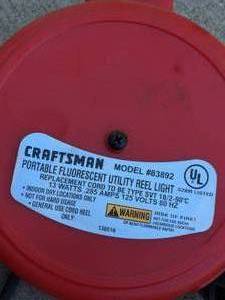 lot 54 image: Craftsman Portable Flourescent Light and Extension Reel