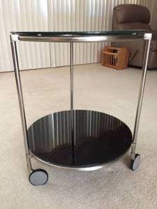 lot 66 image: Rolling Glass Two Shelved Table