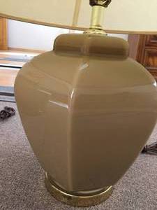 lot 90 image: Two Taupe Colored Ceramic Table Lamps