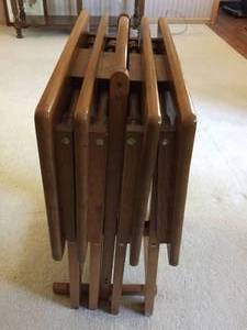 lot 166 image: Set Of Four Folding Tables And Stand
