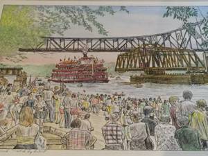 lot 173 image:  The President Comes To Winona Framed Art