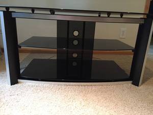 lot 197 image: TV Stand With Black Glass Shelves