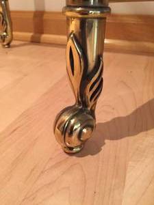 lot 217 image: Brass Accent Table With Beveled Glass Top
