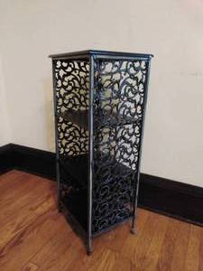 Small Black Shelf with Metal Sides