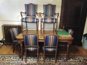 Antique Dining Table with Six Chairs