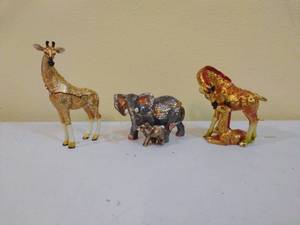 Three Jeweled Hinged Trinket Boxes