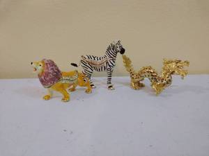 Three Jeweled Hinged Trinket Boxes