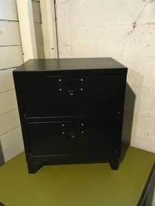 Industrial-Chic Black Metal Nightstand