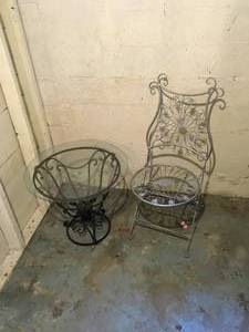 Iron Table and folding Chair