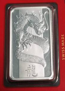 1 TROY OZ. .999 FINE SILVER BAR 2012 LUNAR CALENDAR SERIES SEALED