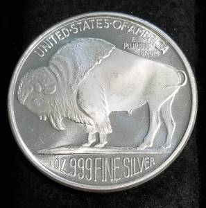 1 TROY OZ. .999 FINE SILVER INDIAN BUFFALO DESIGN