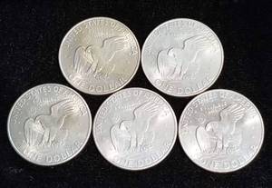 GROUP OF 5 UNC EISENHOWER DOLLARS
