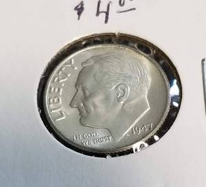 4 ROOSEVELT SILVER DIMES 1947 P-D 1948 D-S