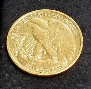 1943 WALKING LIBERTY SILVER HALF DOLLAR GOLD PLATED