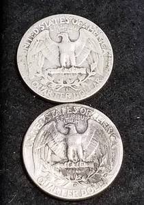 2 SILVER WASHINGTON QUARTERS 1947-S 1949-D