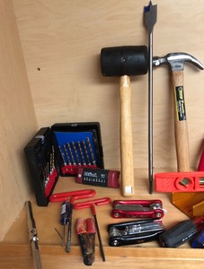 lot 182 image: Plastic Stack-On Tool Box and Tools