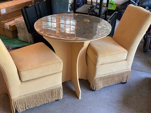 lot 38 image: Set of Upholstered Chairs with Decorative table