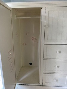 lot 56 image: Vintage Painted White Wardrobe Cabinet