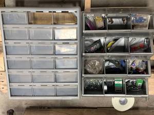lot 93 image: Lot of 2 Storage Bins with Hardware