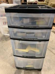 lot 103 image: 4 Drawer Cabinet full of Painting Supplies 26 Tall