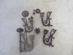 lot 27 image: Antique Candle Holders Sconces