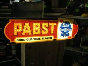 lot 81 image: Vintage Pabst Blue Ribbon Beer Light