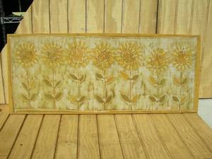 lot 89 image: Framed Sunflower Batik Hanging
