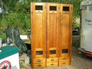 lot 1 image: Antique Wooden Lockers