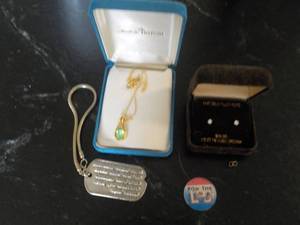 LBJ Pin, 14 kt Earrings, and Trifar...