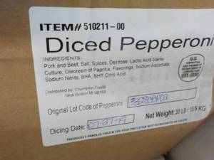 30 lb. Box Frozen Diced Pepperoni...