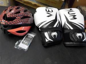 Bike Helmet and Venum Gloves- 1 is ...